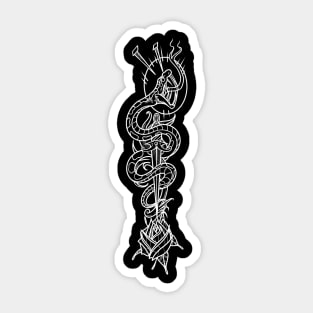 Traditional Snake & Rose Tattoo Blk Sticker